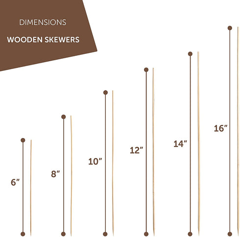 150 Bamboo Skewers For Kabobs - 25 Pieces Of 6 8 10 12 14 & 16 Inch | Wooden Skewers | Kabob Sticks | Kabob Skewers For Grilling | Skewer Sticks | Kebab Skewers | Bbq Skewers | Smores Skewers