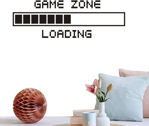 Vinyl Wall Decal Game Zone Loading Wall Sticker Home Decor Gamer Room Wall Mural Boys Bedroom Decoration Wall Stickers AY1010 (17x48", Black)