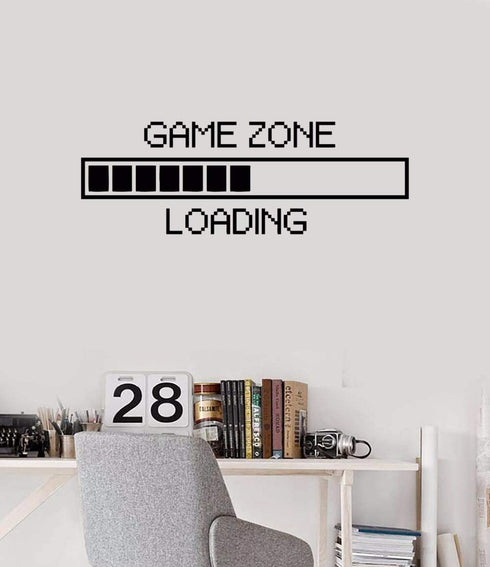 Vinyl Wall Decal Game Zone Loading Wall Sticker Home Decor Gamer Room Wall Mural Boys Bedroom Decoration Wall Stickers AY1010 (17x48", Black)