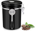 Coffee Canister- 20 Oz Flour Container With Date Tracking, Have With Carbon Dioxide Release Valve And Stainless Steel Spoon, Used To Store , Tea€?flour€?cereals And Coffee Beans. Black