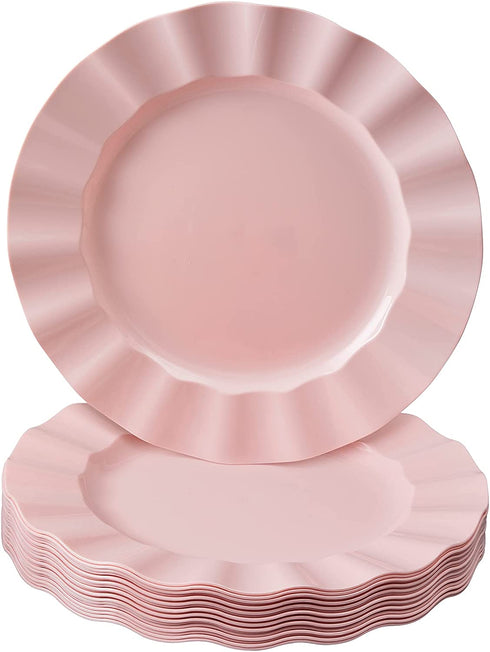 PINK PLASTIC PLATES | Disposable Dinner Plates | Veil | 11.25 | 10 PC