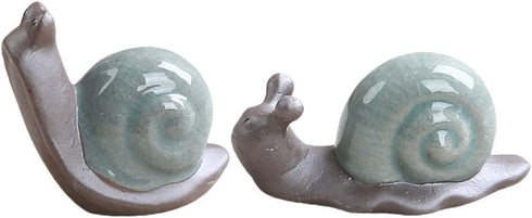 Amosfun 2Pcs Snail Figurine Ceramic- Miniature Snail Ornament - Miniature Cats Minifigures Unicorn Figurines Decor Figurine -Tea Table Ornament Mini Retro Creative -Decor Snail Figurine Ornament