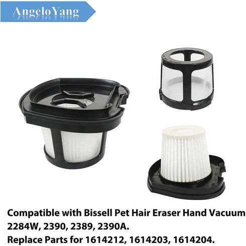 2284W Filter Compatible with Bissell Pet Hair Eraser Hand Vacuum 2284W, 2390, 2389, 2390A, Replace Parts for 1614212, 1614203, 1614204, Pack 4 Filter and 8 Foam Filter