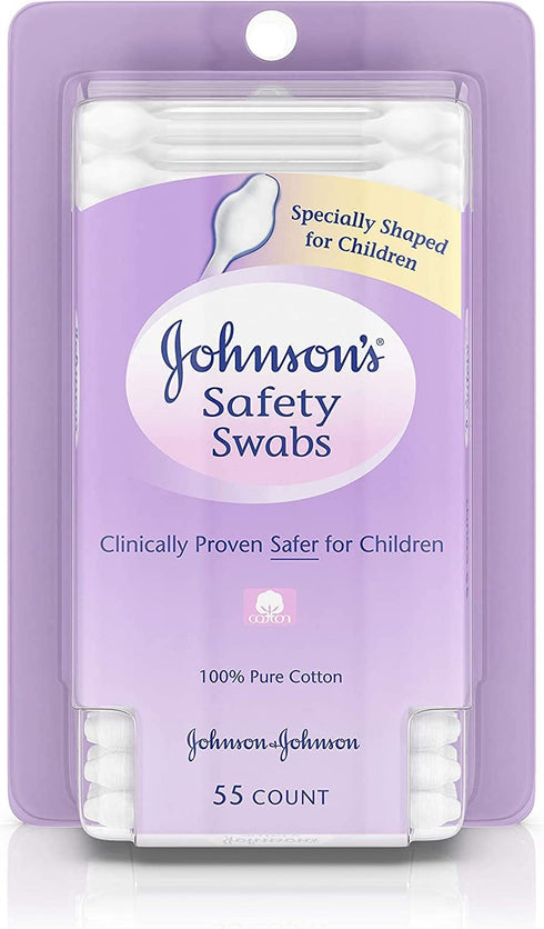 Johnson's 008256OurBundle Non-Chlorine Bleached Safety Ear Swabs for Babies and Children, 55 ct ( Pack of 2)