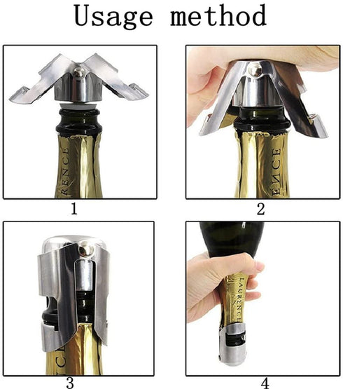 Champagne Sealer Stopper, BGMAX 3 Pack Stainless Steel Sparkling Wine Bottle Plug Sealer Set with a Longer Sealing Plug, Gifts Accessories for Champagne