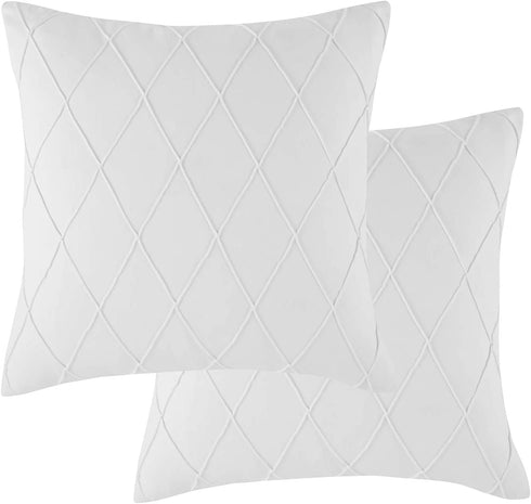 Longhui bedding Pure White Throw Pillow Covers 2-Pack 22 x 22 Inch Cushion Covers Sturdy and Discrete Zipper Opening Premium Quality Polyester - Decorative Pillow Covers for Couch Sofa Bed
