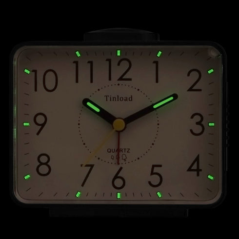 Tinload 4" Loud Crescendo Bell Alarm Clock Silent No Ticking,Snooze,Nightlight,Battery Operated,Easy Set(Black)