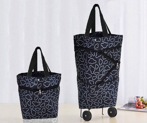 Collapsible Trolley Bags Folding Shopping Bag with Wheels Foldable Shopping Cart Reusable Shopping Bags Grocery Bags Shopping Trolley Bag on Wheels (B0741YPTV7)