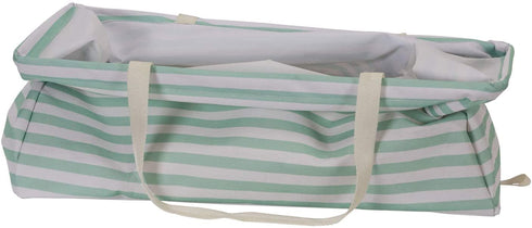 Household Essentials 2242 Krush Canvas Utility Tote | Reusable Grocery Shopping Laundry Carry Bag | Teal And White Stripes, 22" L X 11" W X 13" H,