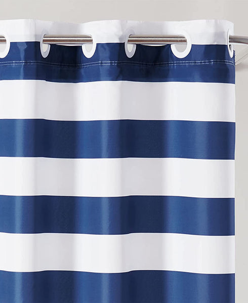 Hookless Cabana Stripe Shower Curtain with Peva Liner, 71 in x 74 in, Navy