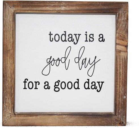 MACVAD Today is A Good Day for A Good Day Inspirational Wood Box Sign for Home Decor,Freestanding Mini Wood Block Sign for Desk,Shelf or Wall Display 6" x 6" x 1.57"