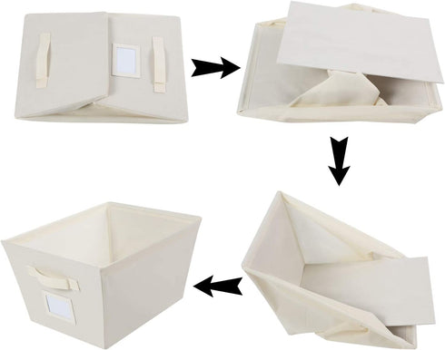 MAX Houser Fabric Cloth Storage Bins,Foldable Storage Cubes Organizer Baskets with Dual Handles for Home Bedroom Storage,Set of 6(Beige)