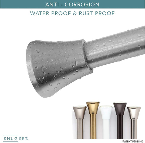 SnugSet | Ultra Strong Secure Hold Tension | No Rust | 43-72" | Adjustable | Gold Shower Curtain Rod