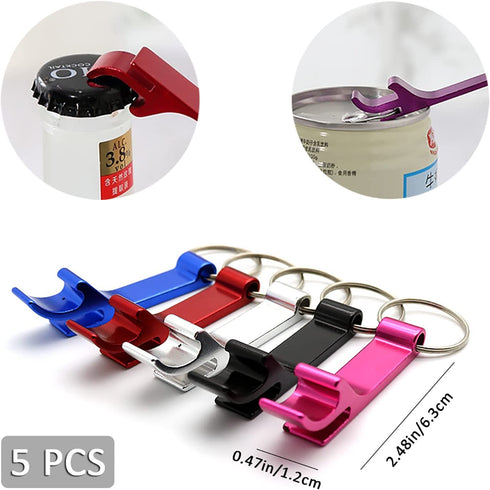Bersauji Under Cabinet Can Opener Set with 5 Pieces Beer Lid Opener Keychains Non Slip Suitable for Seniors & Weak or Arthritic Hands Kitchen Gadget
