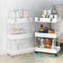 Slim Storage Cart, 3 Tier Mobile Shelving Unit Organizer, Slide Out Rolling Utility Cart Shelf Rack for Kitchen Bathroom Laundry Room Narrow Places, Plastic & Stainless Steel, White