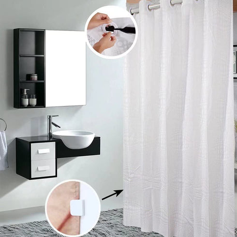 White Shower Curtain, 3D Hook Free Water Repellent PEVA Shower Curtain Liner Washable,72x74 inch