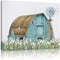 Teal Barn Canvas Wall Art: Rustic Barn Bathroom Decor Old Barn Pictures Wall Art Framed for Farmhouse Bedroom Ready to Hang (12"x16"x1 Panel)