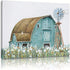 Teal Barn Canvas Wall Art: Rustic Barn Bathroom Decor Old Barn Pictures Wall Art Framed for Farmhouse Bedroom Ready to Hang (12"x16"x1 Panel)