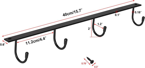 MOCOUM Under Cabinet Coffee Mug Holder, Metal Mug Cup Hook Iron Hanging Mug Rack Under Shelf Coffee Cup Holders Mug Organizer Rack for Mugs, Coffee Cups and Kitchen Utensils Display (Black, 3)