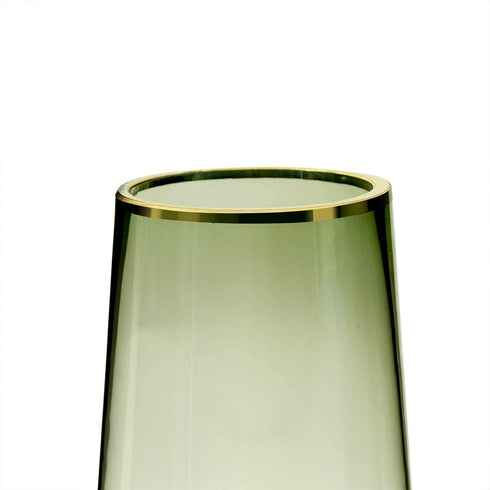 FUNSOBA Green Glass Flower Vase with Gold Mouth for Centerpieces Home Wedding Decoration (1, Large)
