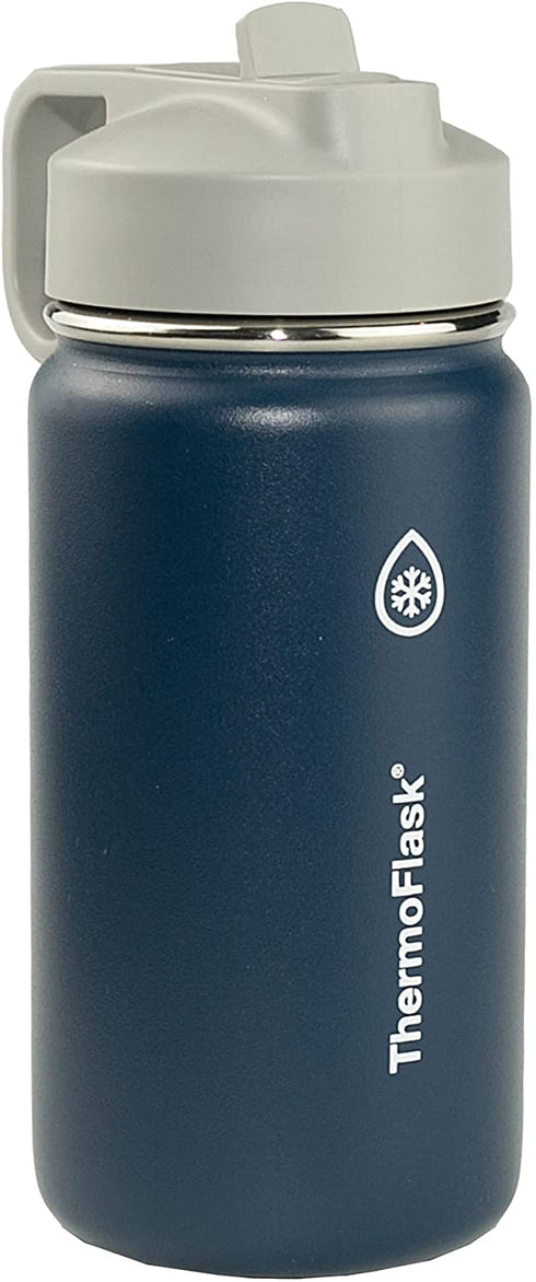 Thermoflask Stainless Steel Kids 14oz Straw Bottle 2pk Harbor Grey, Denim