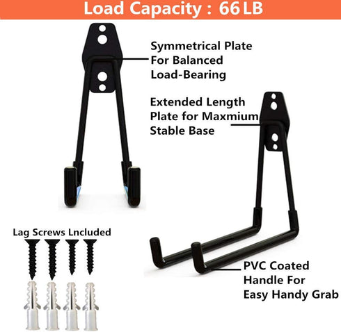 Heavy Duty Garage Utility Hooks with Anti-Slip Coating Used for Shop and Shed, Garden Storage Organize, Extended Wall Mount U Tool Holder (7 Inches, Pack of 4)