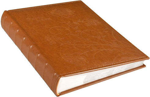 Golden State Art, 4x6 Photo Album Floral Faux Leather 300 Pockets Picture With Memo Large Capacity Used for Family Wedding Anniversary Vacation Christmas Baby (Brown)
