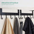Over Door Hanger Heavy-Duty Hook, Hanging Clothes,Coat,Bag,Robe,Towel,Bathroom,Closet,Back of Door Hanger,Sturdy Anti-Rust Lightweight 5-Hooks Aluminum Black