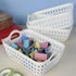 HOMMP 12-Pack White Plastic Woven Storage Basket Tray with Handle (Mini)