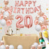 Fancypartyshop 20th Birthday Decorations - Rose Gold Happy Birthday Banner and Sash with Number 20 Balloons Latex Confetti balloons Ideal for Girl and Women 20 Years Old Birthday Rose Gold