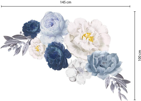 WALPLUS Peony Flowers Rose Wall Decals Peel and Stick Wall Sticker Oversized Murals for Home Bedroom Nursery Room Floral Transparent Wall Decor