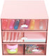 Comix Desk Organizer with Drawer, Desk Storage Box with 4 drawers, Plastic Office Stationery Supplies Organizers, Desktop Organizer for Office School Home (Pink)