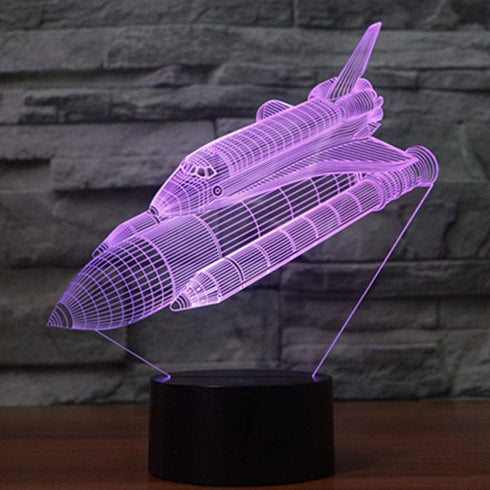 3D Illusion Night Light Space Shuttle 7 Color Change Touch Switch USB Powered LED Desk Lamp Christmas Thanksgiving Decor