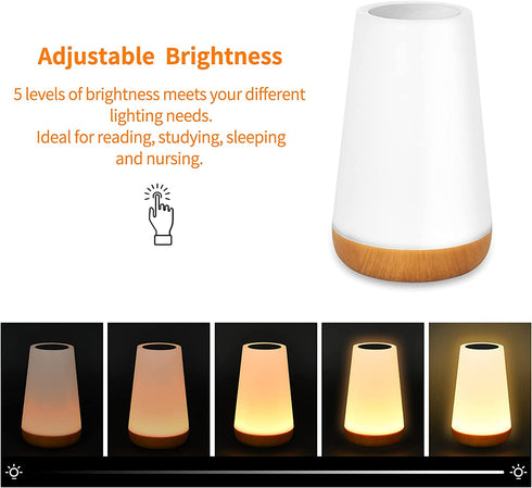 Martine Mall Bedside Table Lamp, Touch Night Light with 5 Level Dimmable Warm White Light, 13 Color Changing RGB LED Desk Lamp with Portable Senor Remote Control Small Nightstand Lamp