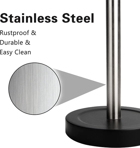 Hillbond Stainless Steel Paper Towel Holder for Holding Paper Towels, Modern Standing Paper Towel Roll Organizer Dispenser with Weighted Base for Kitchen Countertop, Bar, Dining Table
