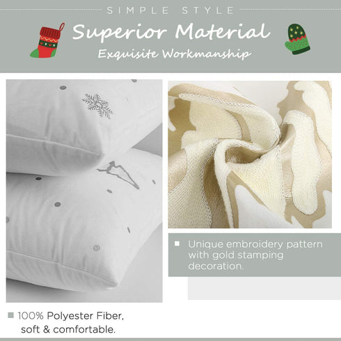 MoKo Pack of 2 Throw Pillow Cover, Soft Square Pillow Cases Foil Hot-Stamped Snowflakes Christmas Decorative Cushion Covers for Sofa Couch Bed Home Car Decoration, 18" x 18", 45 x 45 cm, Gold & Silver