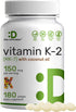 Vitamin K2 MK-7 with Virgin Coconut Oil, 180 Softgels - Vitamin K2 as Menaquinone-7 150 mcg | Advanced Vitamin K Supplement - Promotes Bone Health, Non-GMO, No Gluten