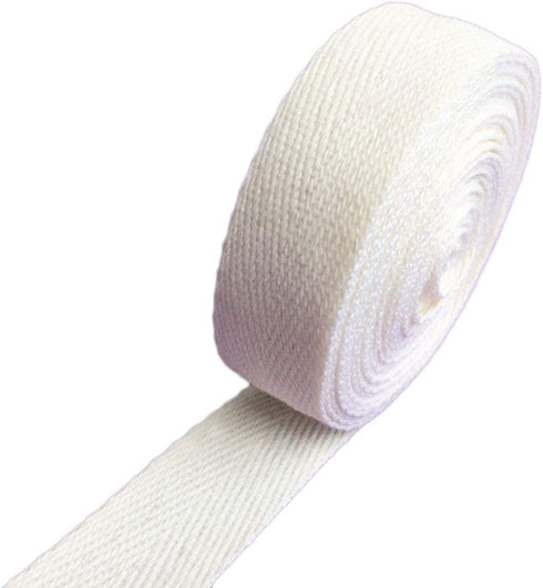 1" Inch X 5yards Cotton Strap Webbing Off White Beige Herringbone Pattern Handle Tote Bag Purse Luggage Belt Strapping - Fabric Twill Tape Ribbon Sewing DIY Gift Wrapping Home Decoration