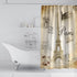 Paris Shower Curtain Eiffel Tower Shower Curtain Love Paris Fabric Bath Curtain Set with Hooks 70X70 Inches (Brown)