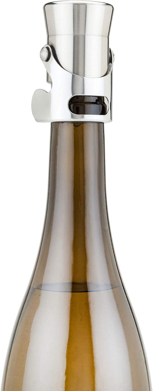 Viski Stainless Steel Heavyweight Champagne Stoppers, Metallic 1.75x2.5x1.75