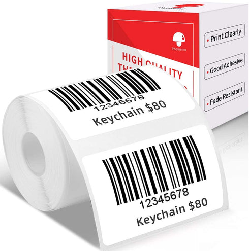M110 Label Printer Paper, White Self-Adhesive Thermal Paper, Phomemo Label Paper Compatible with M110, M120, M200, M220 Label Printer, Black on White, 1.96"x1.18" (50x30mm), 230 Labels/Roll