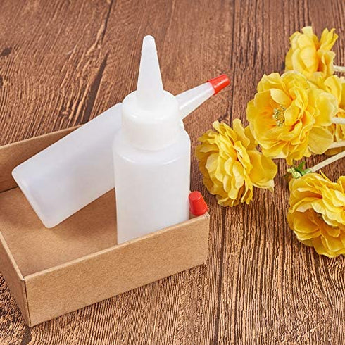 BENECREAT 20 Pack 2oz Plastic Squeeze Dispensing Bottles with Red Tip Caps - Good For Crafts, Art, Glue, Multi Purpose
