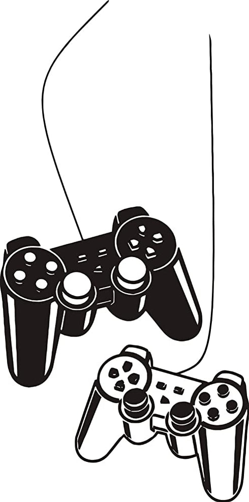 Wall Art Decal Joystick Gamer Video Controller Boy Room Gaming Room Decoration Wall Sticker Removable Kids Playroom Mural Y-209 (Black, 42x70cm)