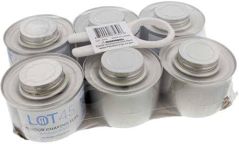 Lot45 6 Hour Cooking Fuel Wick Chafing Dish Fuel Cans for Food, Burners for Chafing Dishes, 6-Pack and Free Lid Opener