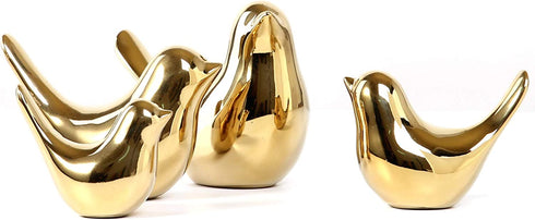 4 Pieces Small Animal Statues Home Decor Modern Style Decorative Ornaments for Living Room, Bedroom, Office Desktop, Cabinets (Golden Bird S&M&L&XL)
