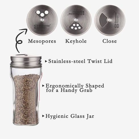 12-Jar Spice Rack, Adjustable Pour Holes Stainless Steel Lid, Seasoning Bottle Organizer for Kitchen Cabinet, Countertop, Plastic-free, Dishwasher Safe