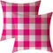 Set of 2 Pink and White Farmhouse Buffalo Check Plaid Throw Pillow Covers Decorative Indoor Outdoor Cushion Cover Polyester Linen for Fall Home Decor,20 x 20 Inches