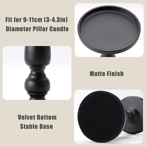 Candle Holders for Pillar Candles Metal Candlestick Holder 2 Pcs Candleholders Stand for LED Tea Light Candles, Ornament for Birthday, Wedding and Home Decoration