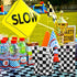 BeYumi 50Pcs Checkered Racing Treat Bags with 4Pcs Stickers, Race Car Theme Party Favor Bags, Plastic Goodies Candy Treat Bags Return Loot Bags Party Supplies for Kids Birthday and Sport Event