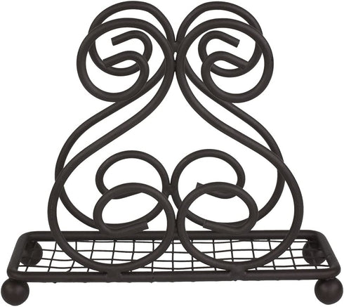 Home Basics Scroll Collection Steel Napkin Holder Freestanding Tissue Dispenser Organizer for Kitchen Countertop, Durable, Sturdy, Home Décor, Bronze